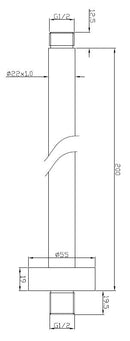 UniMatch shower arm with ceiling mounting 20 cm chrome