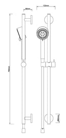 UniMatch Cadans sliding bar set complete with hand shower 3 positions Ø 8 cm brushed steel PVD