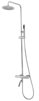 Caral eco thermostatische badmengkraan met regendoucheset opbouw chroom