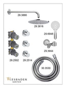 Caral inbouwthermostaat 2 stopkranen compleet met hoofddouche 30 cm en 3 standen handdouche chroom