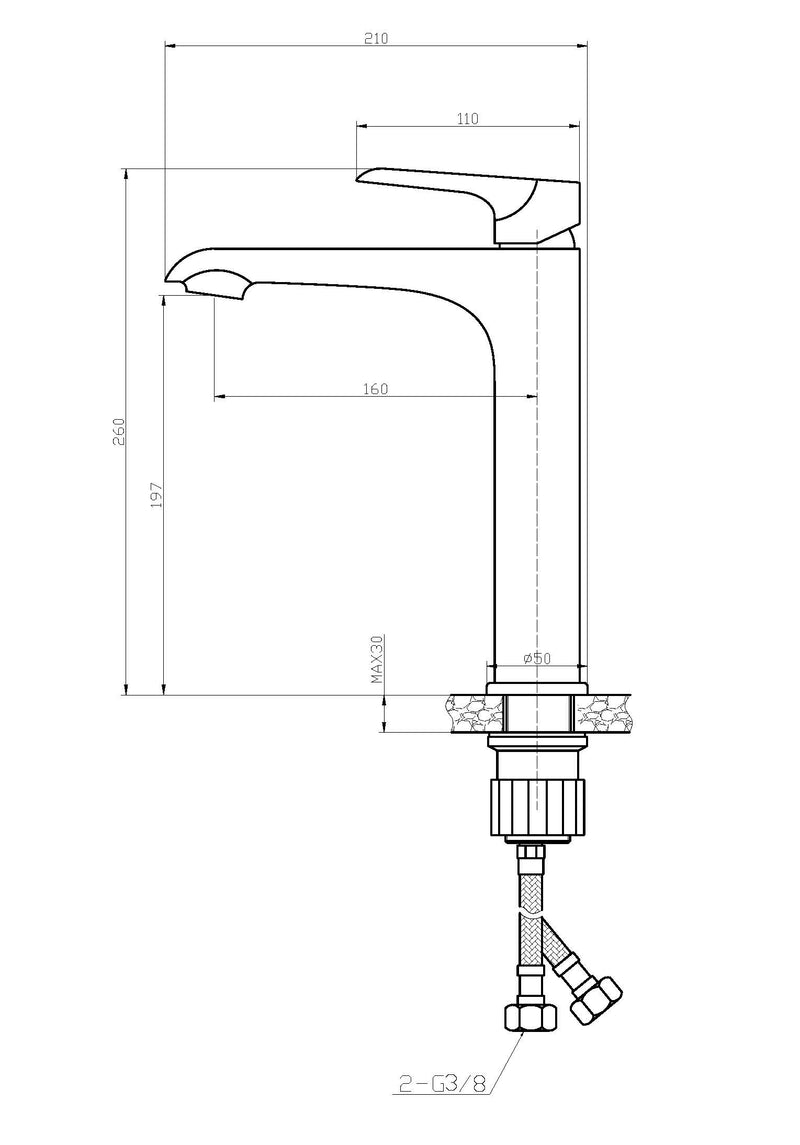 Tarma mitigeur de lavabo haut chrome
