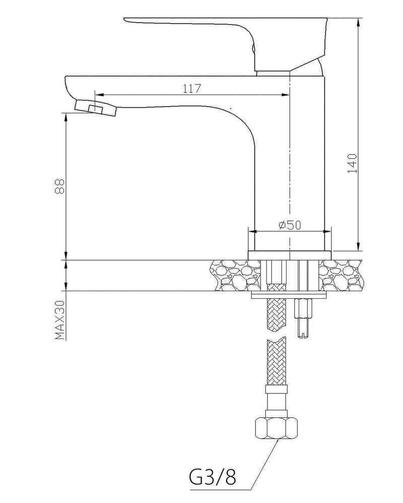 Casma single lever washbasin mixer tap low chrome