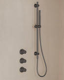 Caral inbouwthermostaat 2 stopkranen compleet met Beam hoofddouche glijstang en staafhanddouche gunmetal