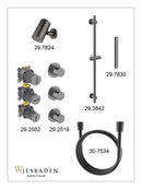 Caral inbouwthermostaat 2 stopkranen compleet met Beam hoofddouche glijstang en staafhanddouche gunmetal