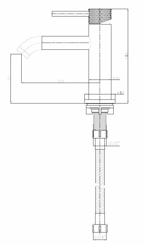 Ribbd fonteinkraan 1/2" mat zwart