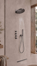 UniMatch Pluuto hoofddouche rond 2 standen met muurbevestiging gunmetal