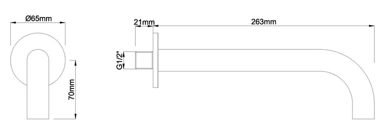 Baduitloop rond 25 cm 1/2'' gunmetal