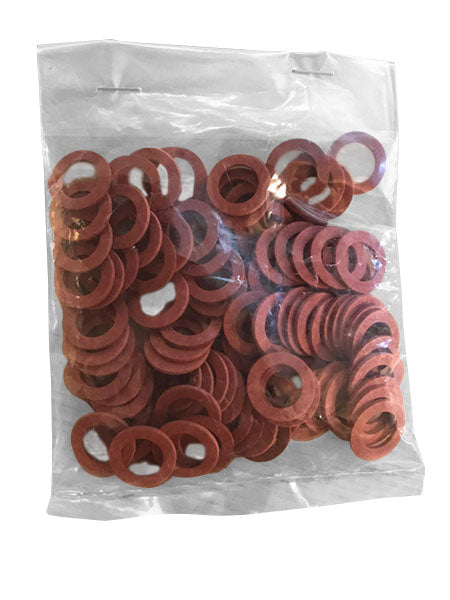 zakje a 100 stuks fiber pakkingsringen rood 3/8'' 14x9x2