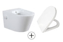 Vesta wandcloset rimless met bidetkraan warm koud water met Vesta toiletzitting glans wit