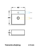 Larx wash basin square 46 x 46 x 16.5 cm ceramic gloss white