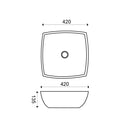 Plaza wash basin square 42 x 42 x 13.5 cm ceramic gloss white