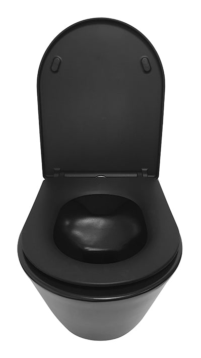 Stereo rimless wandcloset met Shade toiletzitting mat zwart