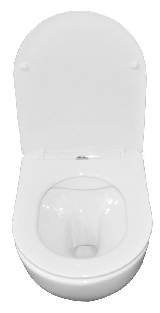 WC suspendu sans rebord Nibiru avec abattant à fermeture amortie et dégagement rapide blanc brillant