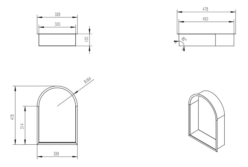 Demis inbouwnis ovaal 30 x 45 x 10 cm mat wit