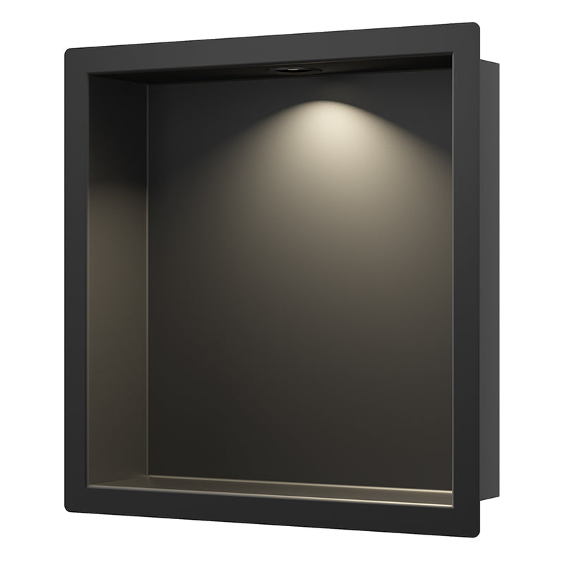 Demis inbouwnis met LED 30 x 30 x 7 cm mat zwart