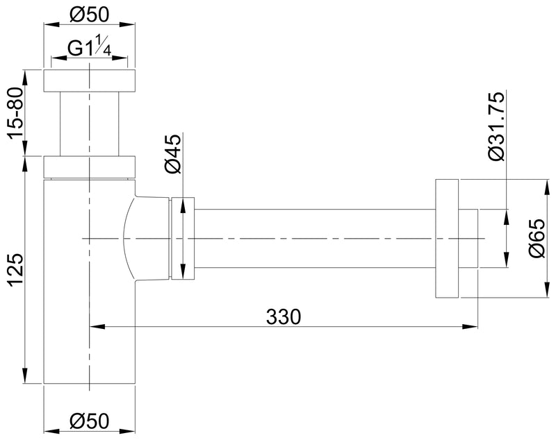 UniMatch wastafelsifon 5/4" x 32 mm mat wit