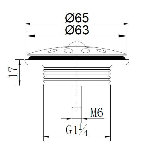 Basket open drain plug grid 5/4" brushed steel