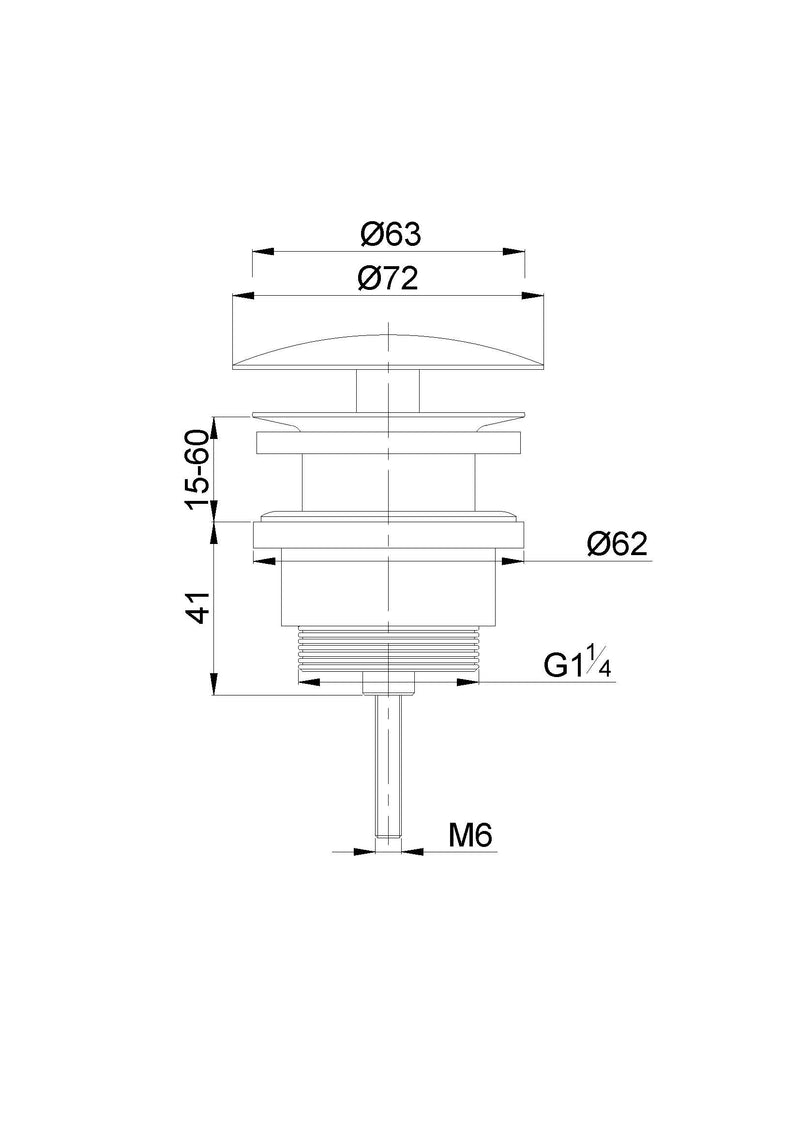 UniMatch open afvoerplug 5/4''chroom