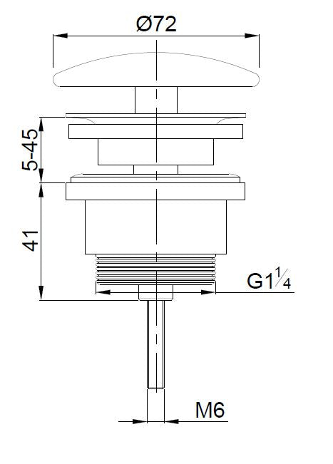 UniMatch open afvoerplug 5/4'' geborsteld messing PVD