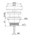 UniMatch open afvoerplug 5/4'' geborsteld brons koper PVD