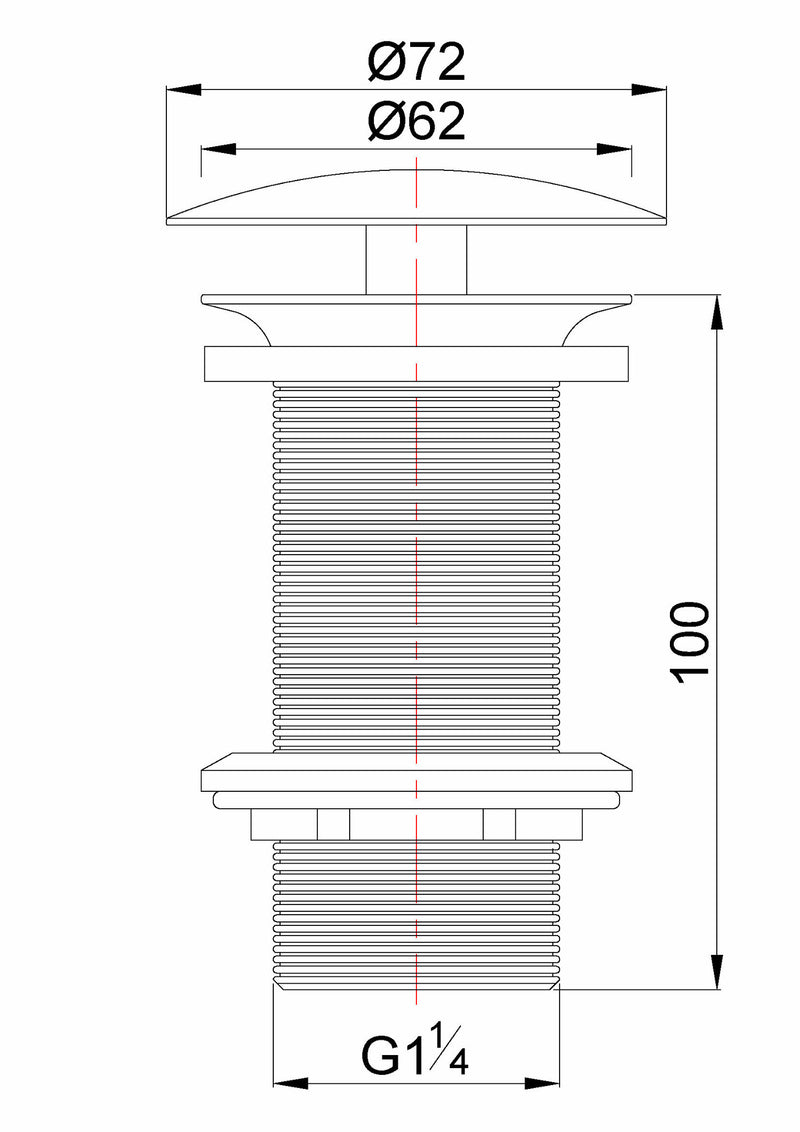 Bouchon de vidange ouvert UniMatch rallongé 5/4" chromé