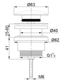 UniMatch clickwaste afvoerplug 5/4" geborsteld messing PVD