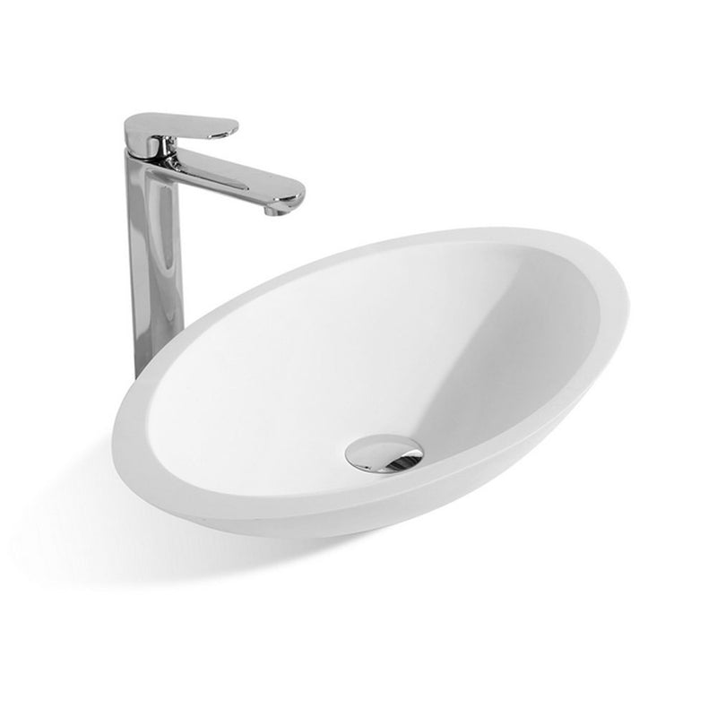 Wiesbaden Kim lavabo ovale 59x35x11 cm surface solide blanc mat