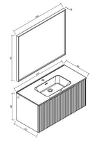 Ribbella bathroom furniture complete 100 cm natural oak/matt black