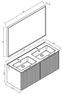 Meuble de salle de bain Ribbella complet 120 cm chêne naturel/noir mat