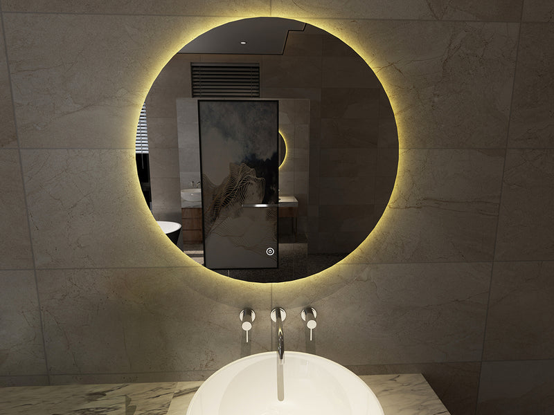 Giro spiegel rond met LED