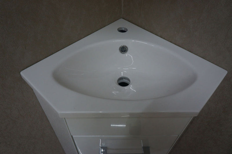 Meuble vasque d'angle Lena + lavabo. et miroir. 500x850x250 blanc