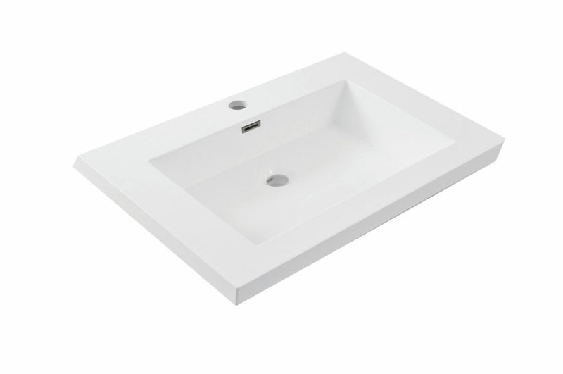 Wiesbaden Vision lavabo simple avec 1 trou pour robinet 60x46x5,5 cm marbre artificiel blanc brillant