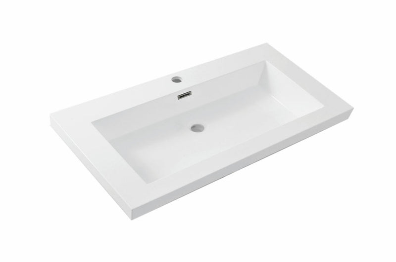 Wiesbaden Vision lavabo simple avec 1 trou pour robinet 80x46x5,5 cm marbre artificiel blanc brillant