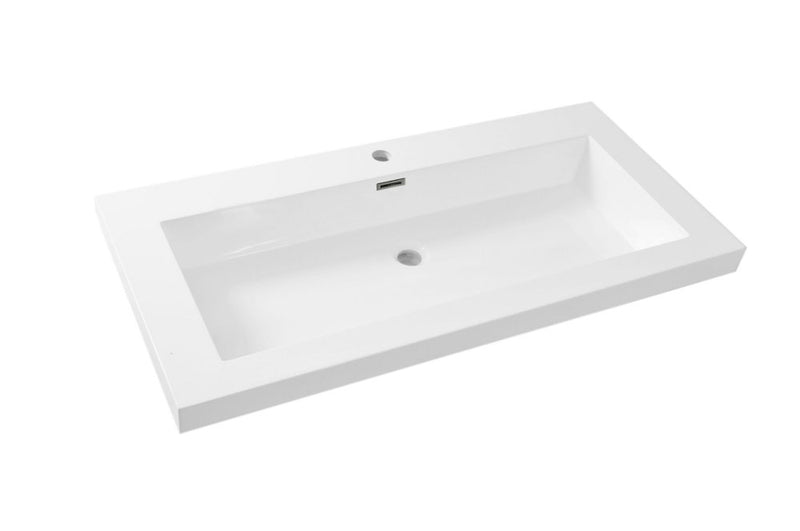 Wiesbaden Vision lavabo simple avec 1 trou pour robinet 100x46x5,5 cm marbre artificiel blanc brillant