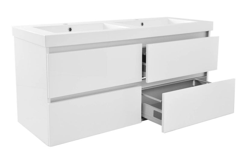 Vision wastafel dubbel met 2 kraangaten 120x46x5