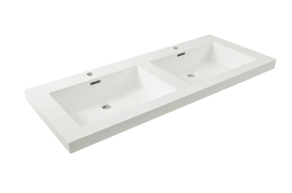 Vision wastafel dubbel met 2 kraangaten 120x46x5