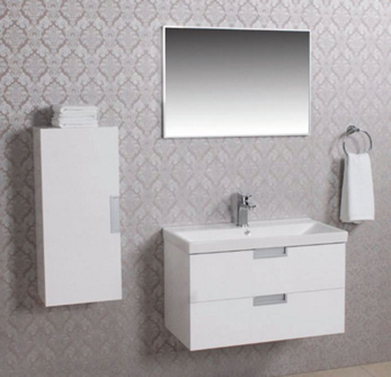 meuble de salle de bain 80 + lavabo en céramique + miroir + meuble d'appoint blanc