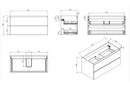Alvara onderkast met 2 laden 1 uitsparing 100 x 46 cm mat wit