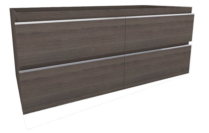 Tigris élément bas avec 4 tiroirs 2 niches 120 x 46 cm grain de bois gris