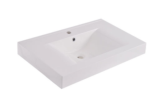 Wiesbaden Tigris lavabo simple avec 1 trou pour robinet 60x46x8 cm marbre artificiel blanc brillant