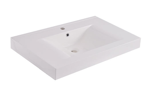 Wiesbaden Tigris lavabo simple avec 1 trou pour robinet 80x46x8 cm marbre artificiel blanc brillant