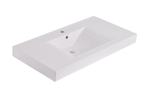 Wiesbaden Tigris lavabo simple avec 1 trou pour robinet 100x46x8 cm marbre artificiel blanc brillant