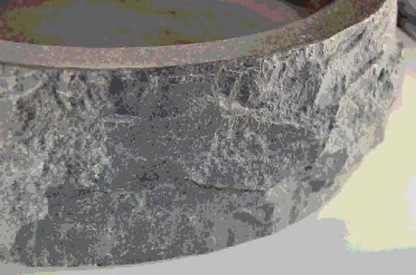 Wiesbaden Raw lavabo rond martelé 40x12 cm pierre dure adoucie