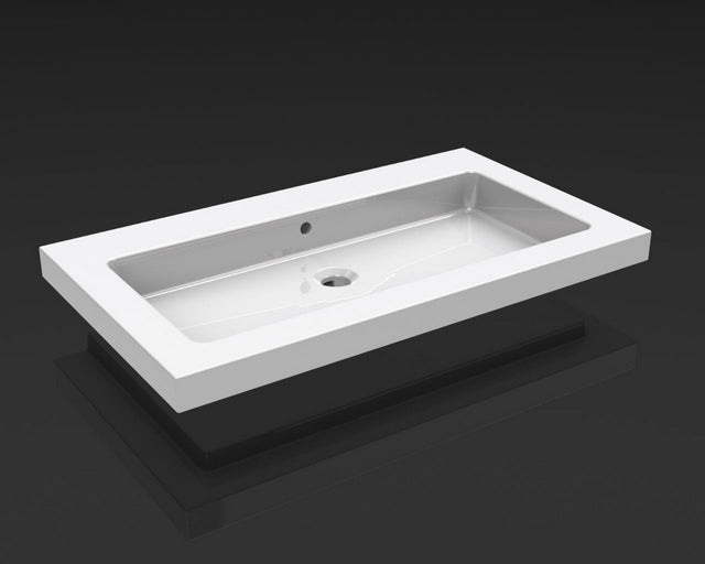 Wiesbaden Kera lavabo simple sans trou pour robinetterie 60x46x5 cm céramique blanc brillant