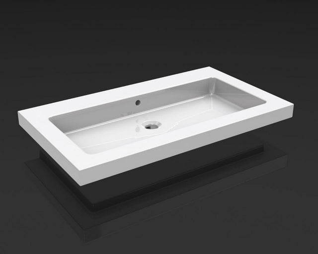 Wiesbaden Kera lavabo simple sans trou pour robinetterie 80x46x5 cm céramique blanc brillant