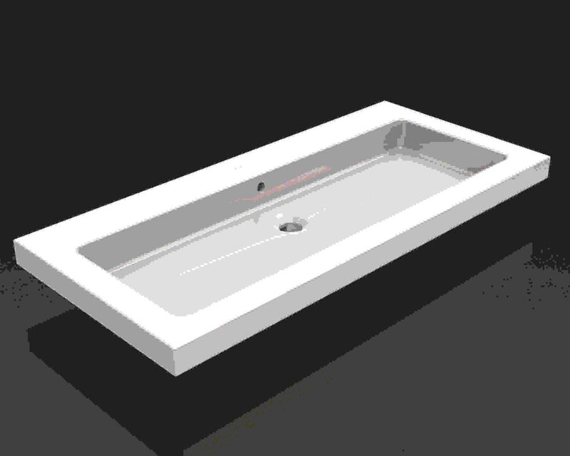 Wiesbaden Kera lavabo simple sans trou pour robinetterie 100x46x5 cm céramique blanc brillant