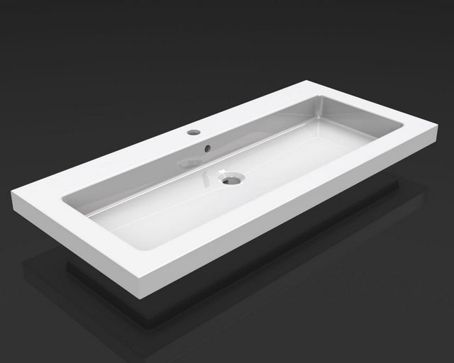Wiesbaden Kera lavabo simple avec 1 trou pour robinet 100x46x5 cm céramique blanc brillant
