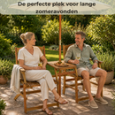 Garden Bench Loveseat Set 2 Persons Acacia Wood With Table Parasol Hole Foldable 141x61x87 cm
