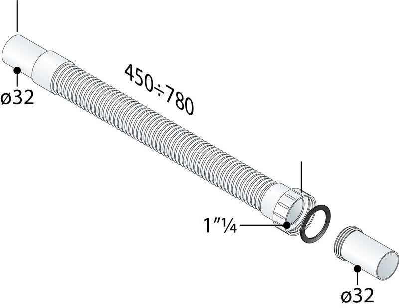 Tube flexible Moduloflex 5/4''x32 mm longueur 45-78 cm
