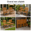 Garden Bench Loveseat Set 2 Persons Acacia Wood With Table Parasol Hole Foldable 141x61x87 cm